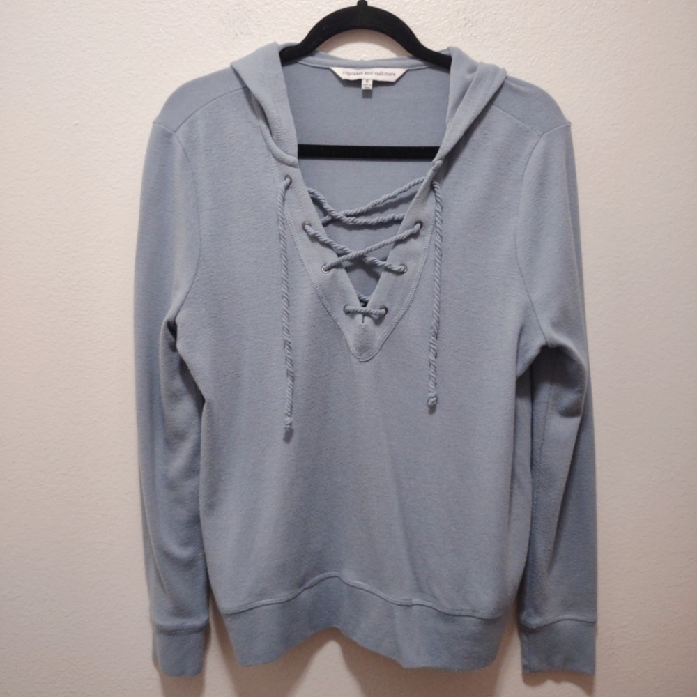 Cupcakes & Cashmere Brown Lace Up Hoodie S